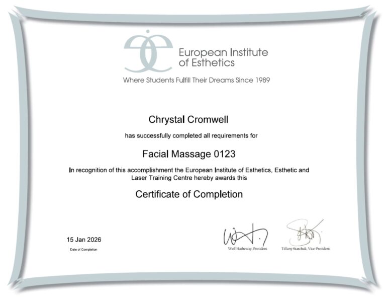 Chrystal-Certificate-European-Institute-Esthetics-Facial-Massage