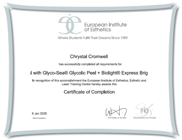 Chrystal-Certificate-European-Institute-Esthetics-Glycolic-Peel